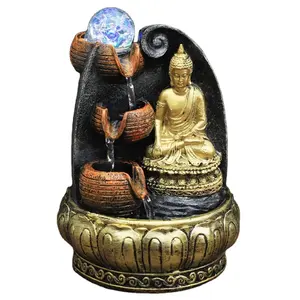 2023 Bomba Elétrica Indoor Resina Buda Estátua Home decorativa Tabletop Resina Zen Fountain com lótus