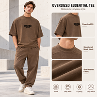 T-shirt personnalisé pour homme, coupe oversize, manches courtes, effet délavé vintage, couleur unie, style décontracté streetwear, col montant