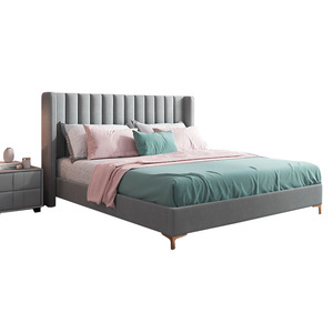 Lớn Khung Giường Mới Nhất Thiết Kế Hiện Đại Nữ Hoàng Burlywood Màu Xanh Lá Cây Màu Đen <span class=keywords><strong>4</strong></span> Bài 120*200 Rắn Gỗ Mềm Mại Giường Vua Kích Thước Khung Tán - Product Image 5