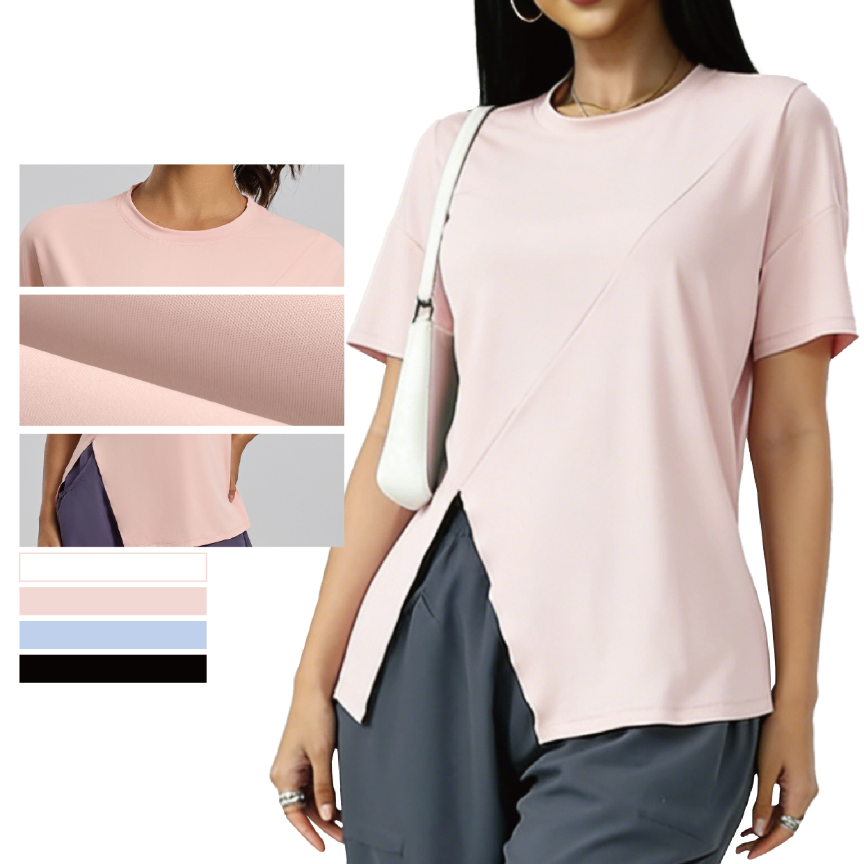 Women's Crew Neck Sweat-Wicking Breathable Lightweight Loose Fit Short Sleeve Heat-Transfer Printed Sports Top 220g Solid Yoga