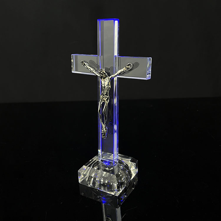 Jesus Christ Led Light up Glass Standing Cross MH-15045