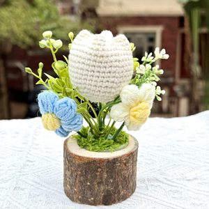 Nuevo Florero de Flores Artificiales Tejidas a Mano, Tulipanes de Ganchillo, Girasoles en Maceta, Decoración para Oficina, Hogar, Festividades, Rosas en Maceta, Regalo - Product Image 5