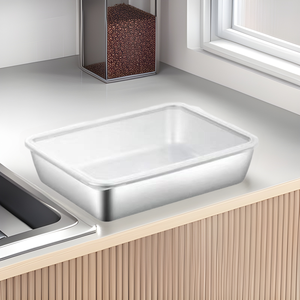 304 Stainless Steel Food Storage Container Square Tray With Lid Refrigerator Storage <b>Box</b> Picnic <b>Box</b> Kitchen Use - Product Image 1