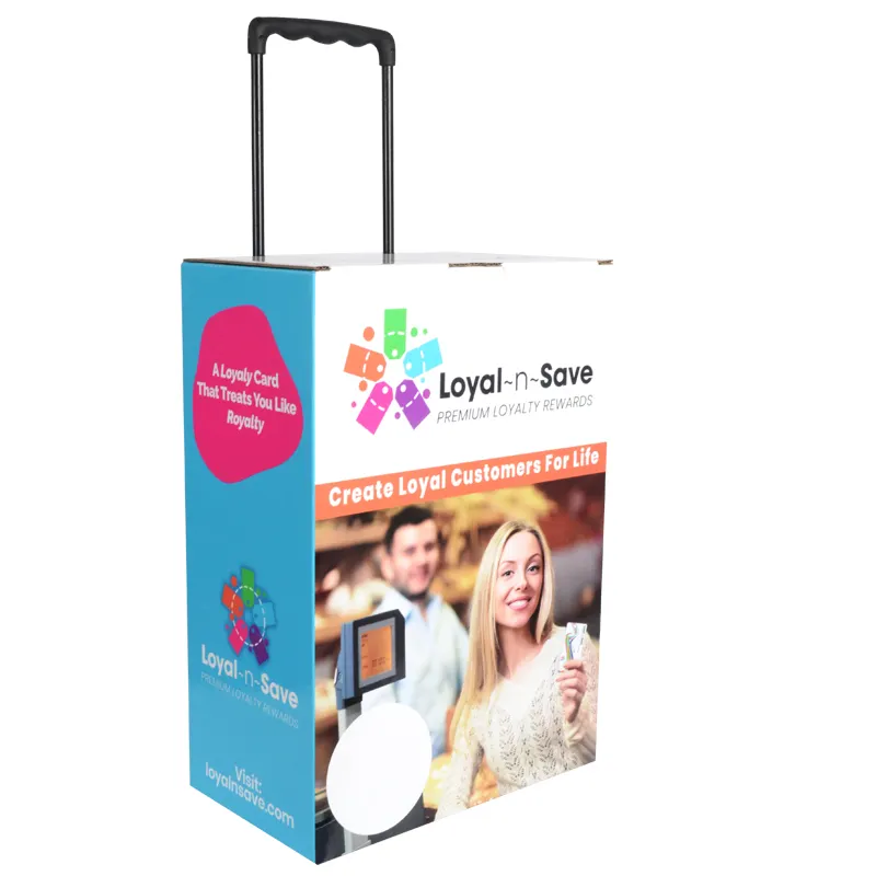 custom paper trolley display boxes cardboard rolling packaging carton for exhibition promotion