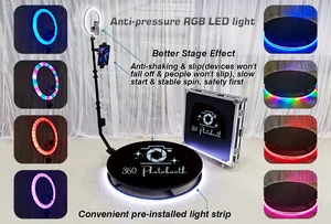 Prop automático LED Infinity Glass video selfie grado giro 360 Cámara fotomatón con estuche de vuelo para fiesta con logotipo gratis