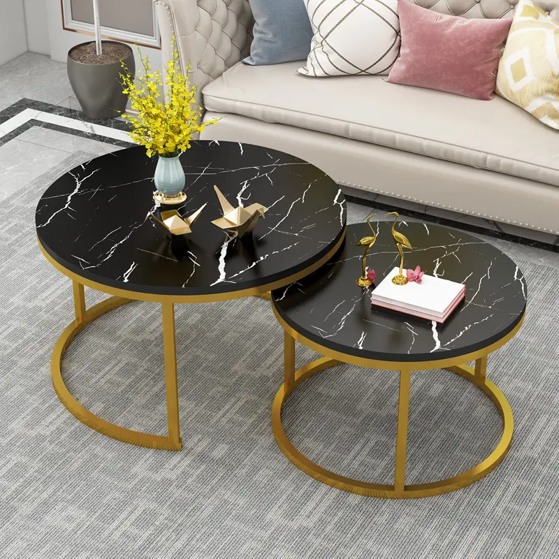 Mesa de centro redonda de nuevo diseño, mueble de mesa con acabado de estilo nórdico