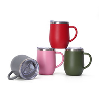Mug à café isotherme en acier inoxydable 304 de 350 ml avec 3 couvercles, personnalisable avec logo, MOQ 500, idéal pour le bureau ou comme cadeau