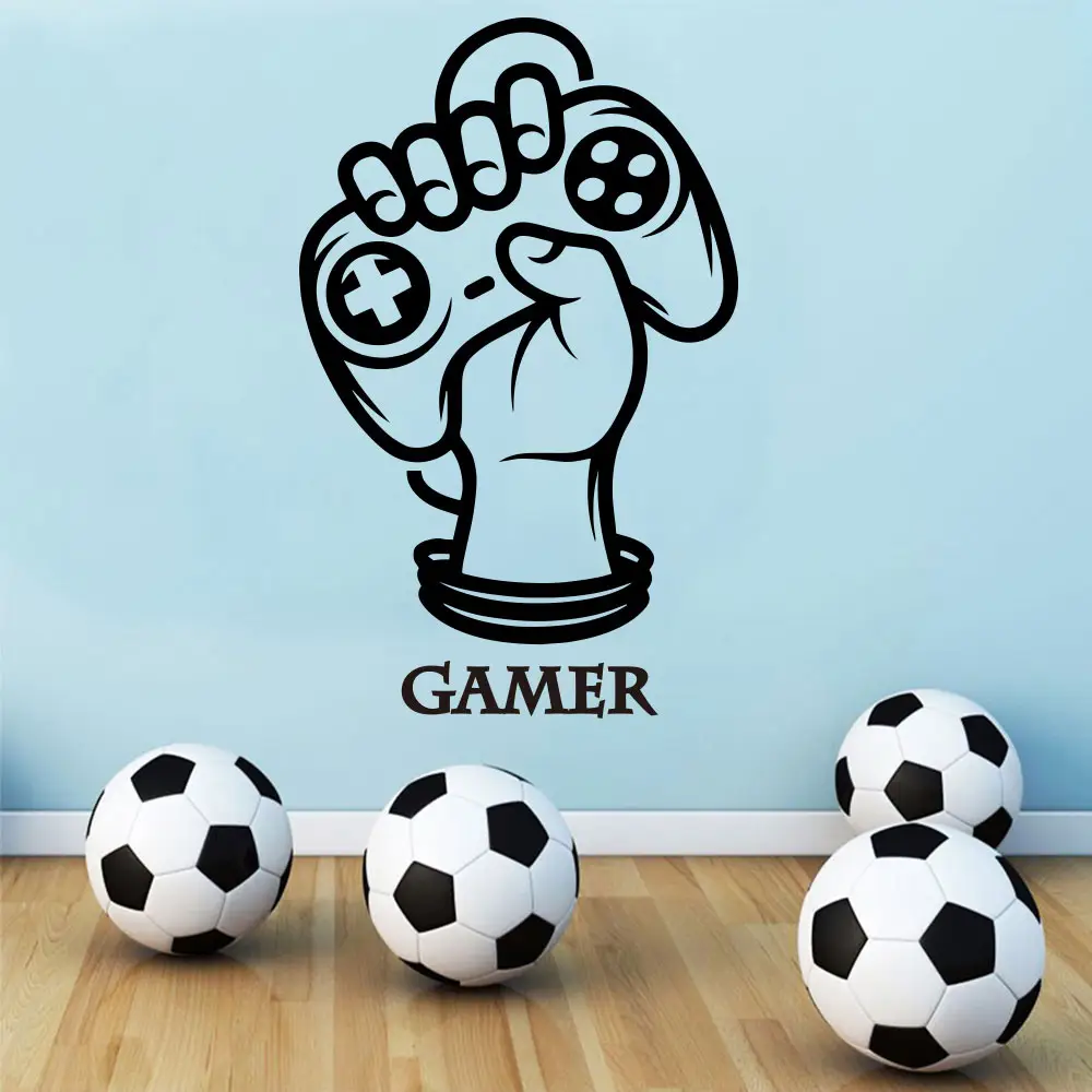 Gamepad GAMER के पैटर्न दीवार स्टीकर बच्चों के लिए नक्काशीदार दीवार स्टिकर हटाने योग्य दीवार सजावट स्टिकर