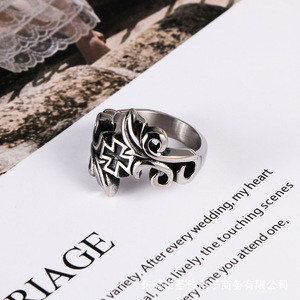 Vintage Style Cross Pattern <b>Titanium</b> Steel <b>Ring</b> For Men Gift Jewelry SA911 - Product Image 2