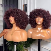 Wig Rambut Asli Vietnam Tanpa Lem, Model Lace Front Berlapis Keriting, Warna Piano Black Brown Highlight, Kepadatan 300%, Buatan Mesin