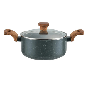 Non Stick 13-Piece Forged Ceramic Marble Coated Pot <b>Pan</b> Glass <b>Lids</b> Wooden Soft touch Handles Aluminium Cookware Set - Product Image 4