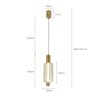 Suspension LED Nordique en Verre avec Cadre Bronze, Cordon Réglable, Finition Bronze Fumé, Garantie 2 Ans, Installation Facile
