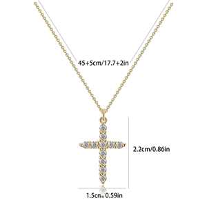 Dainty Simple 18K Gold Plated Micro-Inlaid Zircon Cross <b>Necklace</b> Hypoallergenic Women's Stainless Steel <b>Crystal</b> <b>Necklace</b> - Product Image 2
