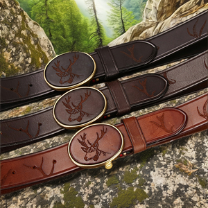 Nuevo Cinturón de Cuero Vacuno para Hombre con Hebilla de Cobre, Estilo Vintage, con Acabado Láser - Product Image 2