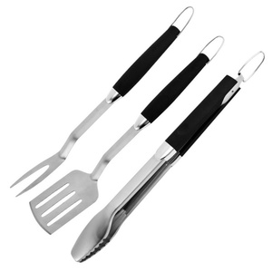 Juego de 3 Utensilios para Carne: Tenedor, Espátula y Pinzas de Acero Inoxidable para Parrilla, Accesorios para Cocina al Aire Libre - Product Image 1
