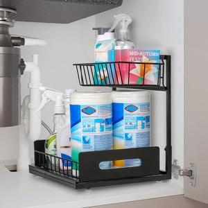 Manufactory Direct 2-Tier Adjustable Storage <b>Rack</b> Kitchen <b>Sink</b> Bathroom Top Organizer Adjustable Height Kitchen <b>Sink</b> <b>Rack</b> - Product Image 2
