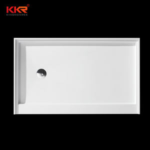 KKR Base de salle de bain en pierre artificielle antidérapante, plateau de <span class=keywords><strong>douche</strong></span> <span class=keywords><strong>à</strong></span> surface solide en résine acrylique blanche - Product Image 2