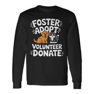 Camiseta de manga larga para adoptar, voluntariarse, donar, rescate de perros y gatos - Product Image 1