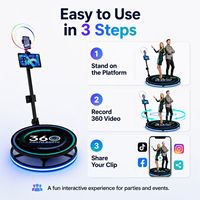 Plateforme rotative automatique pour photomaton 360° de 40 pouces avec anneau lumineux RVB et télécommande