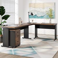 Grand bureau de bureau avec 3 tiroirs de rangement, armoire mobile, bureau d'ordinateur d'angle industriel, mobilier de poste de travail pour bureau à domicile