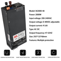 Transformateur industriel réglable MZMW 2000W 48V 41.6A 47-63Hz, alimentation à découpage AC/DC SMPS, OEM