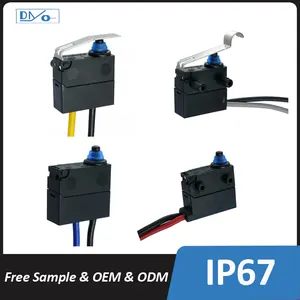 Automatic Factory Waterproof Micro Switch Sealed IP67 Changeover Microswitch 250V SPDT With Wires Length Customized