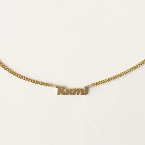 dainty gold plated 925 sterling silver personalized initial custom name plate choker necklace jewelry for women
