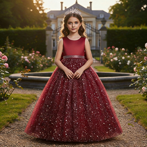 Abito di Lusso per Bambine con Stampa e Paillettes, Vestito Estivo per Feste, Adatto per Bambine dai 3 ai <span class=keywords><strong>12</strong></span> <span class=keywords><strong>Anni</strong></span> - Product Image 2