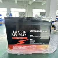 Batería de Litio LiFePO4 de 24V y 50Ah de Ciclo Profundo con BMS Inteligente para Energía Solar, RV, Embarcaciones, Carritos de Golf y Respaldo Doméstico