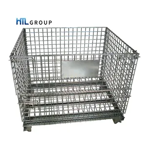 Cage carrée de transport de stockage empilable pliable galvanisé en entrepôt