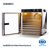 Déshydrateur alimentaire commercial à 12 plateaux, réglable, 1100W, double ventilateur, 5 modes prédéfinis, minuterie 0-48H, 30-90°C, pour cubes de navetteaux