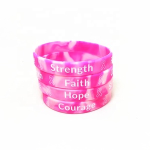 Moda Rosa esperanza fuerza fe coraje pulseras de goma pulsera de silicona cáncer de mama concientización pulseras de goma - Product Image 3