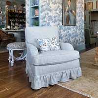 Fauteuil d'appoint de luxe rembourré, style provincial français, avec jupe à volants, pour salon et chambre