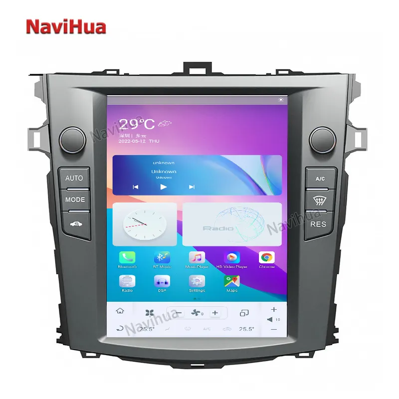 NaviHua dikey ekran Tesla tarzı 10.4 "Android 9 için araba multimedya GPS Toyota Corolla 2006 DVD OYNATICI araba ses