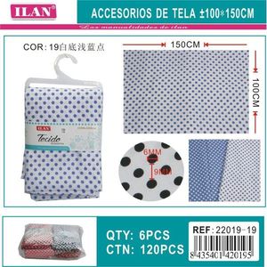 Tissu à pois 100x150cm, points blancs et bleus pour travaux manuels - Product Image 1