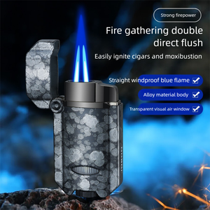 Encendedor de <span class=keywords><strong>gas</strong></span> butano JOBON al por mayor, doble llama azul, recargable, llama ajustable, accesorios para fumar, regalos para cigarros - Product Image 2