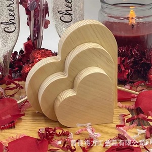 Décoration en bois en forme de cœur pour la Saint-Valentin, bloc DIY pour couple, artisanat en bois vierge, ornement décoratif d'ambiance - Product Image 1