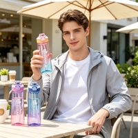 Bouteille d'eau étanche en Tritan+PP avec couvercle à ouverture rapide, isolation thermique, pour consommation directe en randonnée et camping