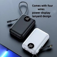 Chargeur portable avec écran LED 10000mAh avec câbles intégrés, batterie externe à charge rapide avec 4 sorties et 2 entrées