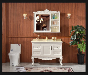 American style oak ceramic integrated basin intelligent mirror cabinet solid wood floor standing bathroom cabinet - Product Image 5