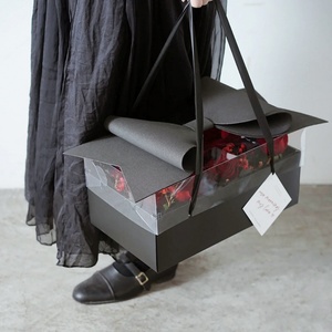 Black Bowknot Transparent PVC <b>Gift</b> <b>Box</b> Red Cake Package <b>Box</b> for Pink Flower Rose <b>Box</b> for Wedding - Product Image 1