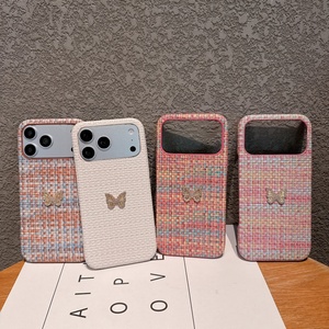 Nouvelle <span class=keywords><strong>coque</strong></span> de téléphone à texture tissée tendance avec papillon <span class=keywords><strong>doré</strong></span> en diamant pour <span class=keywords><strong>iPhone</strong></span> 18 <span class=keywords><strong>Pro</strong></span> Max 17 16 15 14 – Housse créative et élégante - Product Image 2