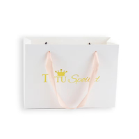 Sac en papier blanc personnalisé, résistant à la graisse, avec ruban, de luxe, écologique, imperméable, réutilisable, robuste, petit format, pour le shopping et les cadeaux, avec finition aluminium