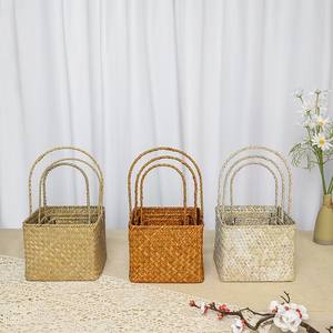 海草篮子套装编织手篮婚礼节日礼品篮三种尺寸 - Product Image 1