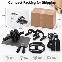 Kit de Gimnasio Compacto y Portátil para el Hogar con Rueda Abdominal, Cuerda para Saltar y Banda en Forma de Ocho, Set de Fitness para Interiores en Espacios Pequeños