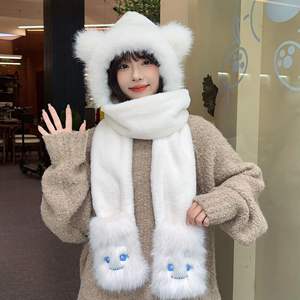 Caldo cappello invernale con pile e copricapo da donna, grazioso cappello invernale da donna piccolo mostro, Versatile cappello da donna - Product Image 4