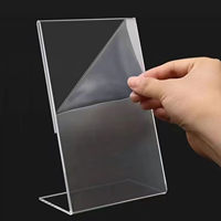 Support de table en acrylique en forme de L, format A4, haute transparence, pour affichage de menus, prix et étiquettes publicitaires