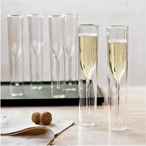 Creatività da cocktail di vetro a doppia parete tazza di vetro di cristallo flauti champagne bolla di vetro tulipano calice