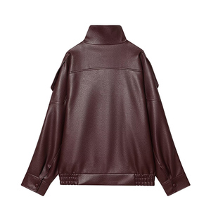 ZATRHMBM <span class=keywords><strong>Abbigliamento</strong></span> <span class=keywords><strong>Donna</strong></span> Primavera/Autunno 2026 Nuova Giacca in Ecopelle alla Moda, Vestibilità Ampia, Stile Retrò Casual - Product Image 3
