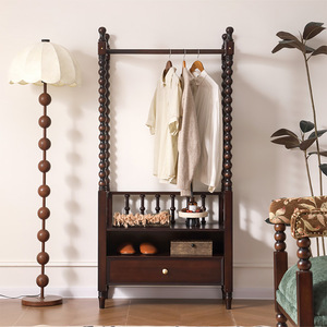 Perchero de madera maciza con cajones, almacenamiento multifuncional, diseño tradicional para uso en el hogar y el dormitorio - Product Image 3